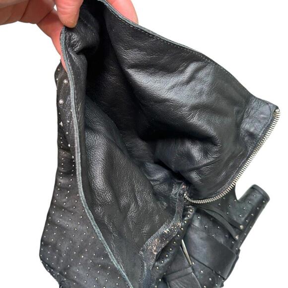 Sam Edelman Black Leather Studded Over-the-Knee Wedge Boots Buckle - Women’s 7.5 - Picture 14 of 15